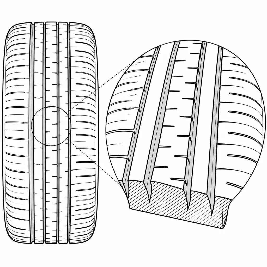 Schéma illustratif : Entailles centrales courtes laissant d’importants ponts de gomme