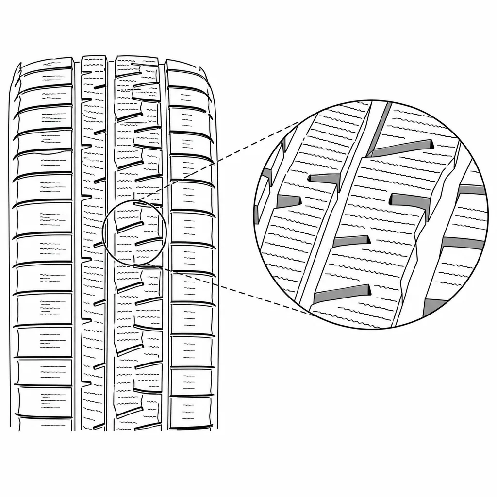Schéma illustratif : Forte densité de lamelles dans des pavés déjà séparés par des rainures obliques