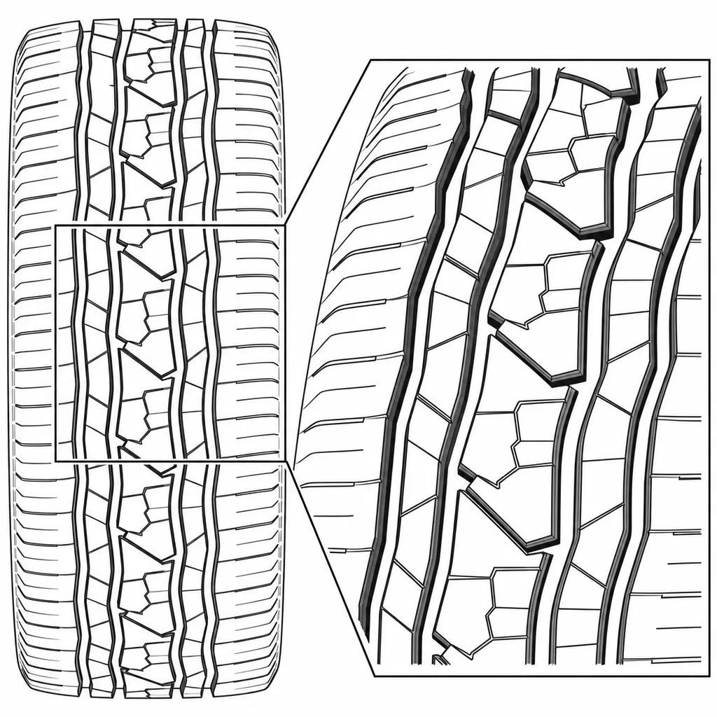Schéma illustratif : Trois rainures principales sinueuses croisées par de nombreux passages obliques