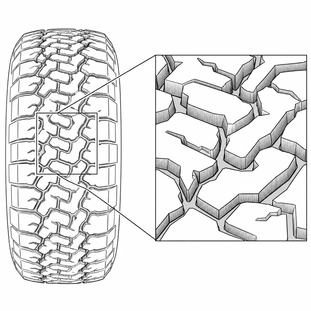 Schéma illustratif : Rainures sinueuses comportant de nombreuses intersections obliques