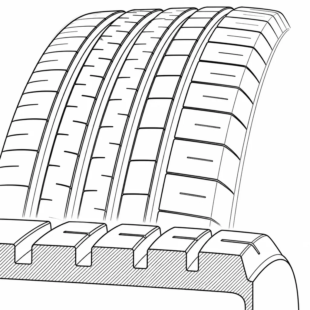Schéma illustratif : Épaules constituées de blocs étroits, rapprochés et munis d’encoches courtes