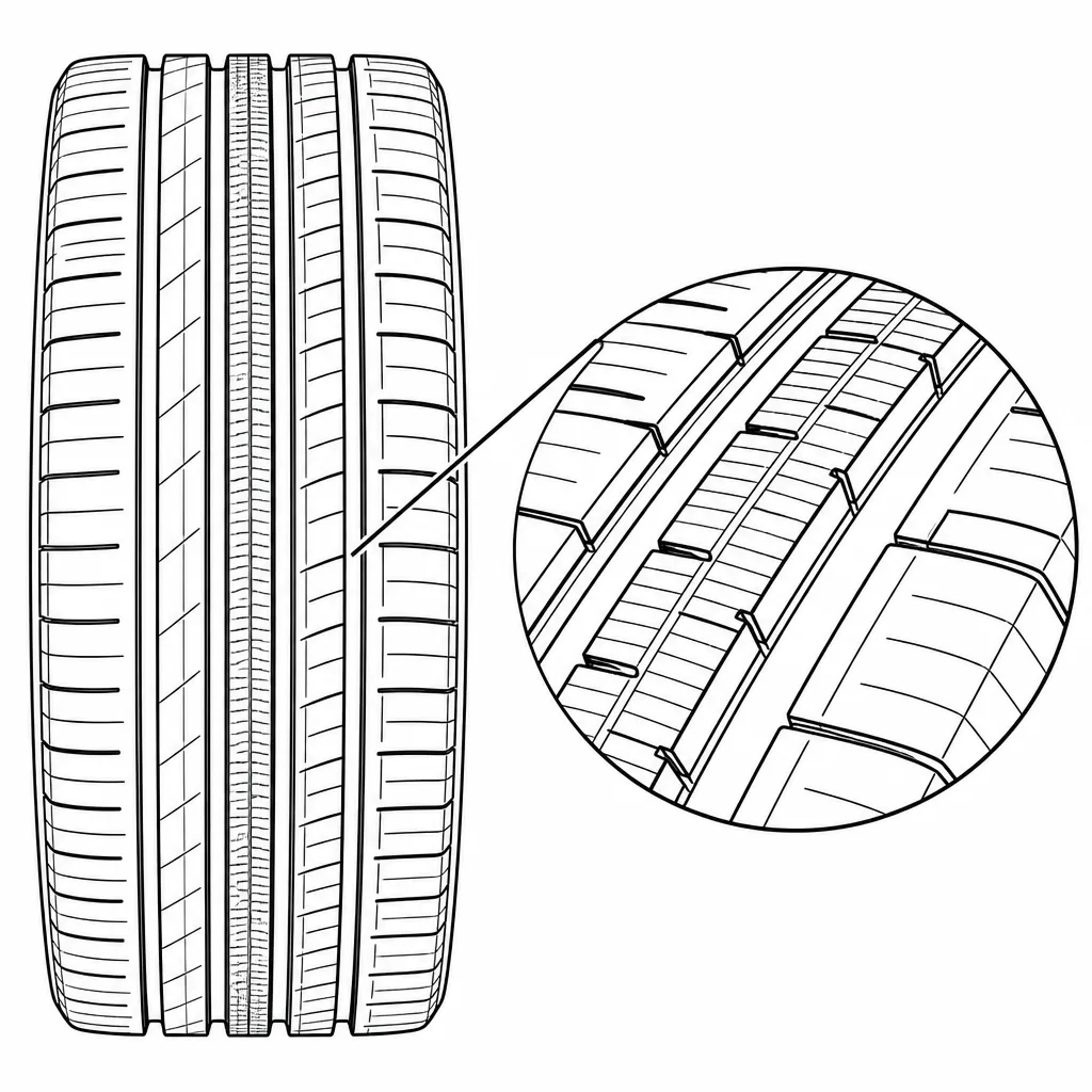 Schéma illustratif : Bandes étroites séparées par des coupures circonférentielles parallèles