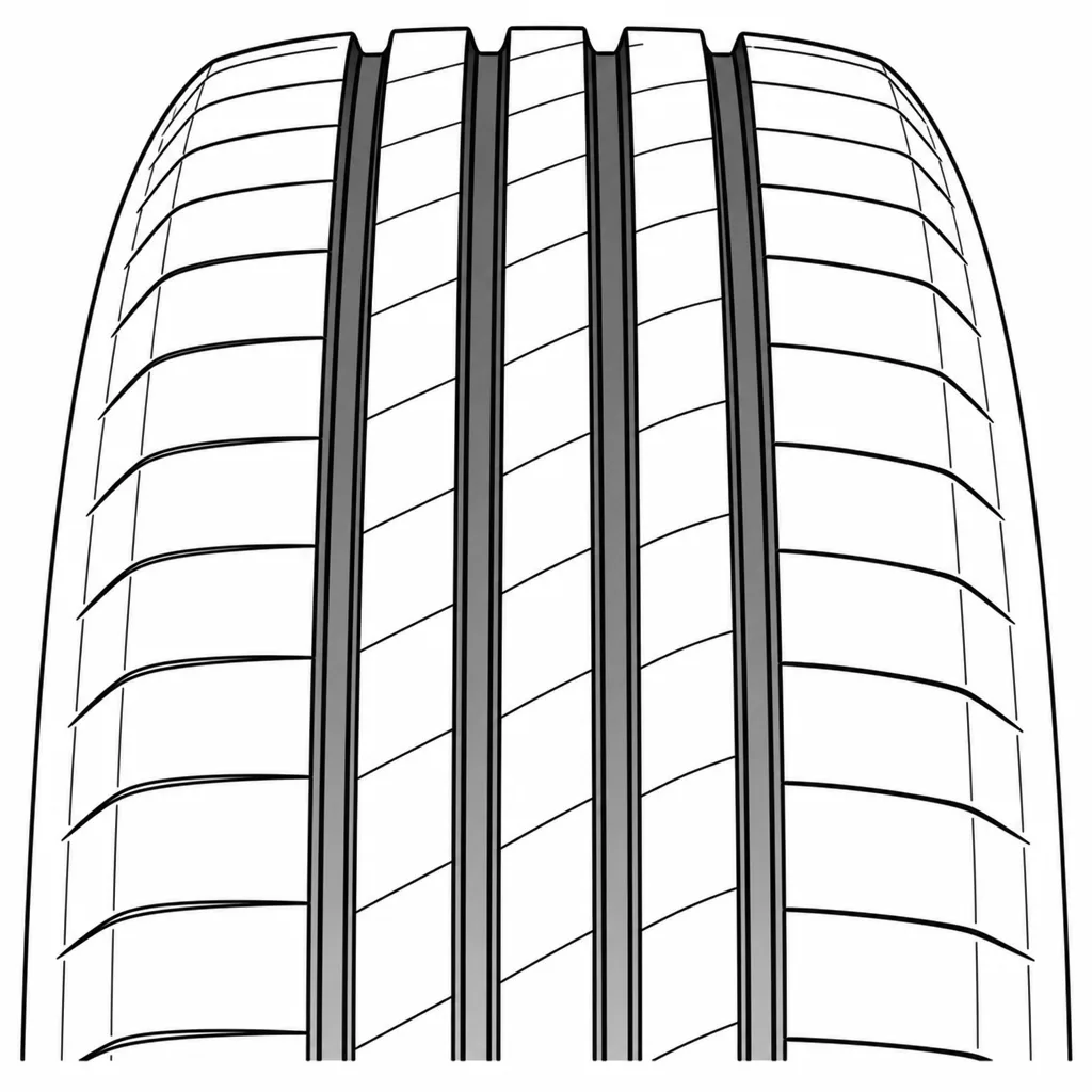 Schéma illustratif : Quatre rainures circonférentielles séparant cinq bandes porteuses