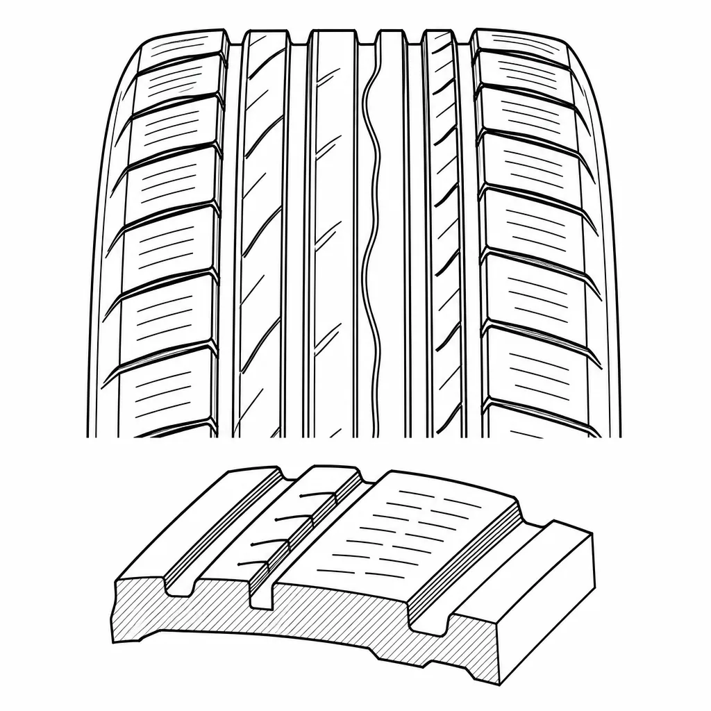 Schéma illustratif : Lamelles fines, courtes et nombreuses sur les pavés intermédiaires et extérieurs