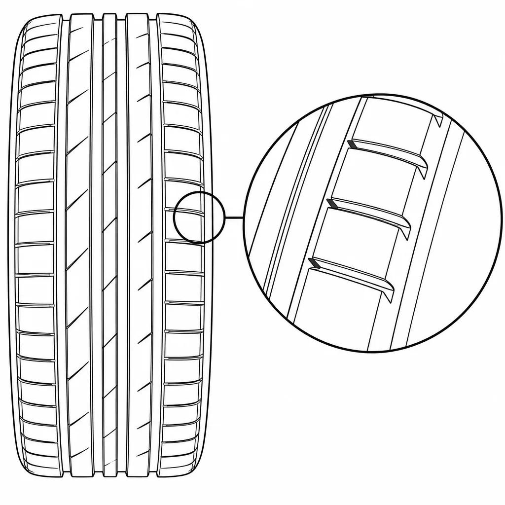 Schéma illustratif : Blocs d’épaule rectangulaires séparés par des encoches régulières