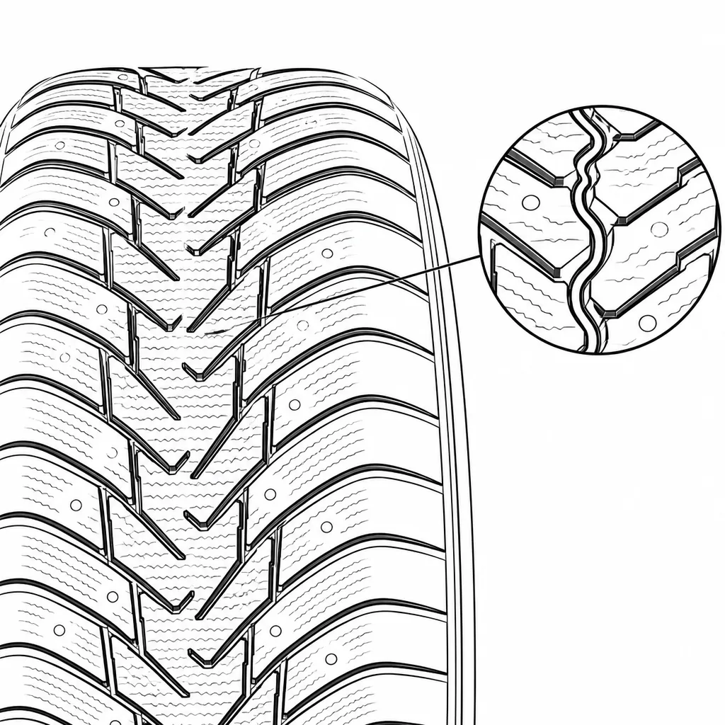 Schéma illustratif : Gorge axiale étroite et sinueuse entre des pavés centraux rapprochés