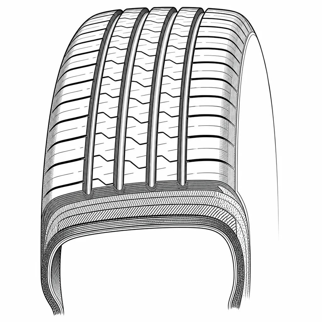 Schéma illustratif : Épaules à taux de gomme supérieur à celui du centre