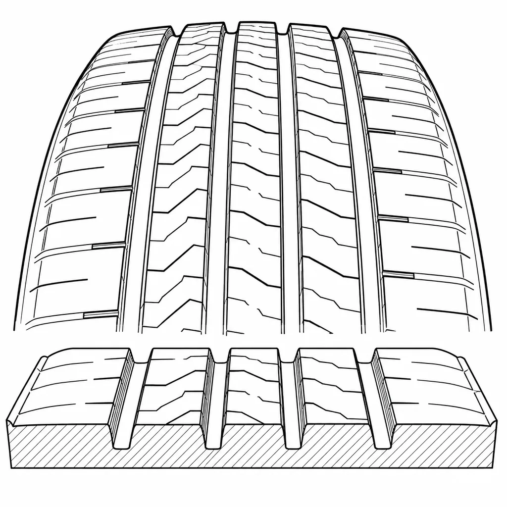 Schéma illustratif : Rapport vide/gomme élevé dans la partie centrale