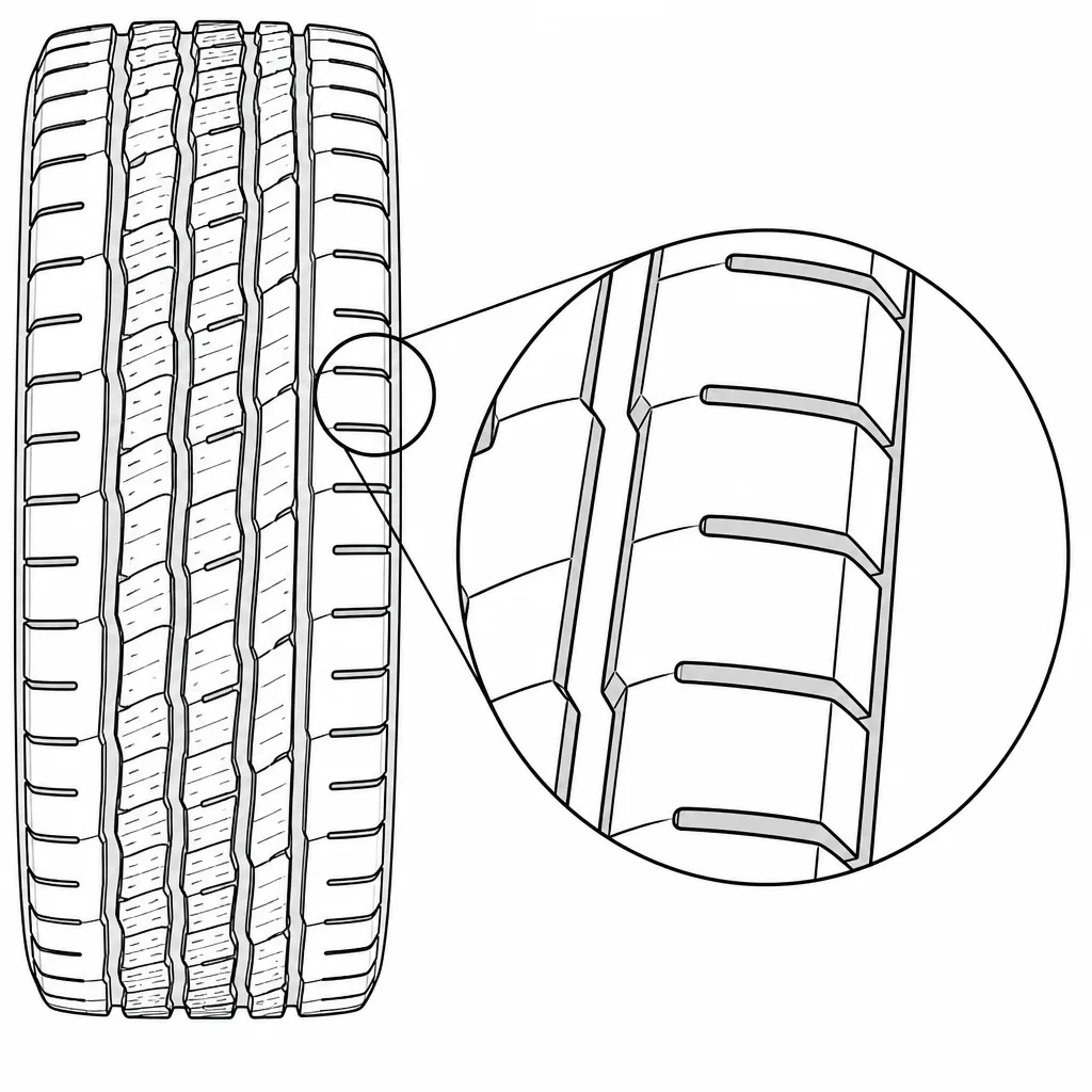Schéma illustratif : Pavés d’épaule larges avec encoches transversales