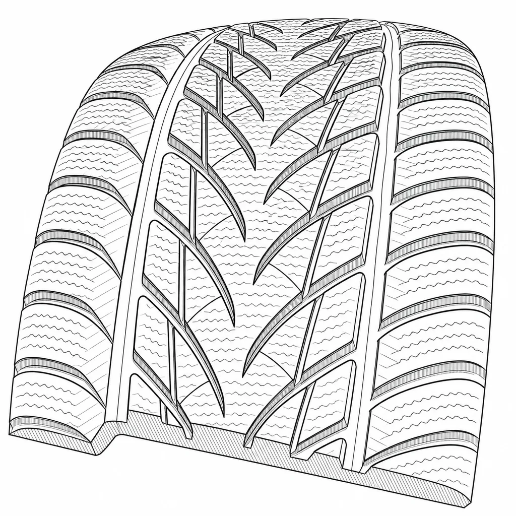 Schéma illustratif : Zone axiale composée de sommets de chevrons successifs plutôt que d’une bande pleine