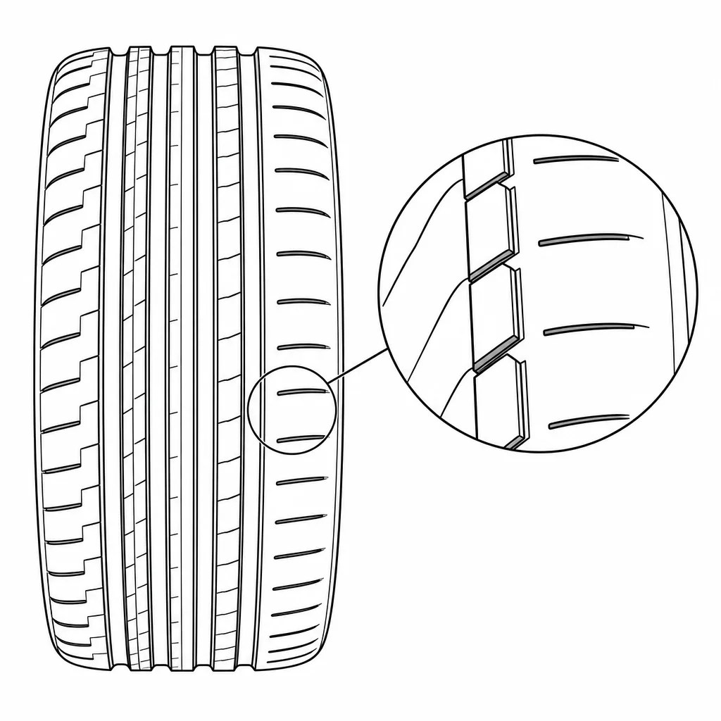 Schéma illustratif : Bord périphérique partagé par des encoches entre éléments successifs