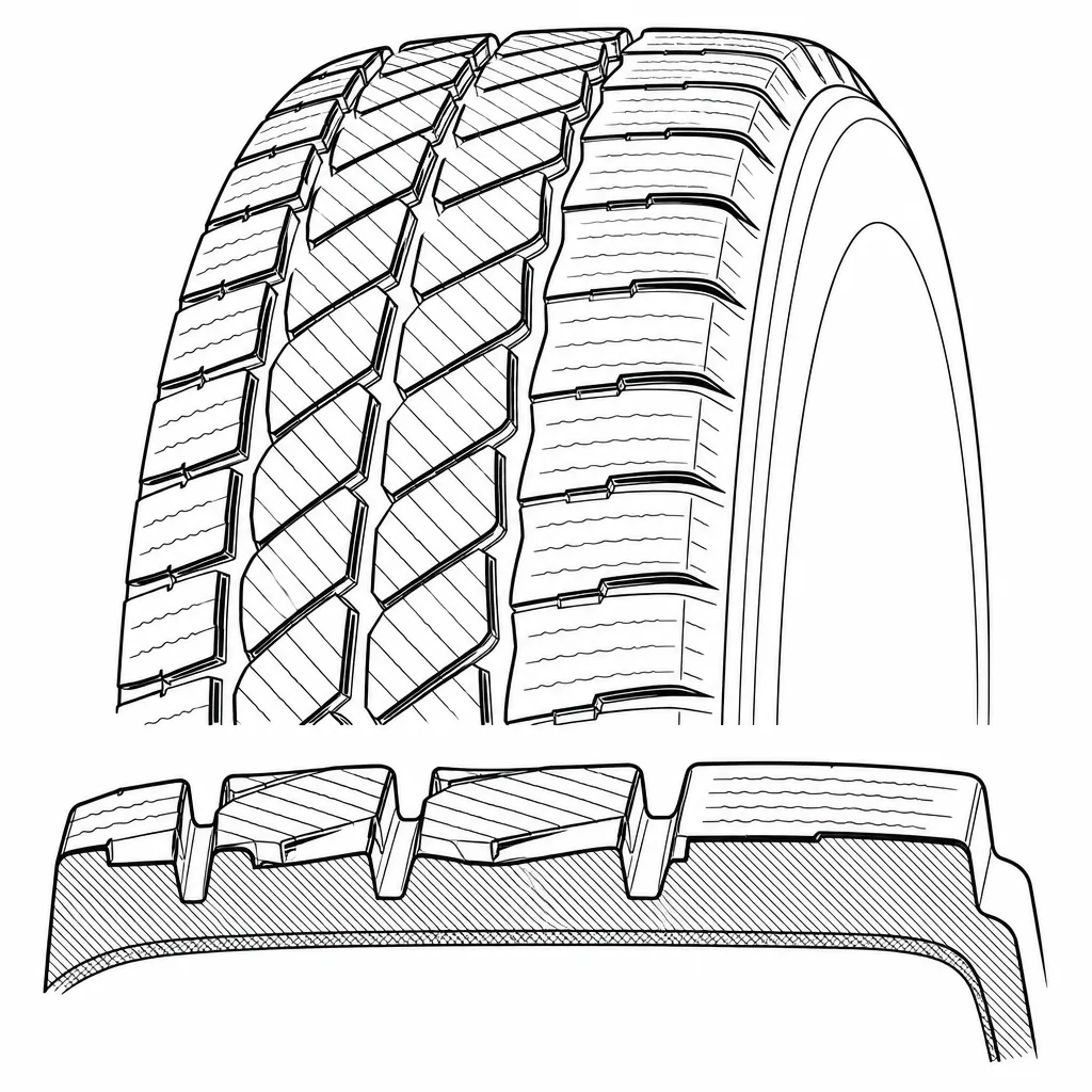 Schéma illustratif : Volume de gomme important des blocs d’épaulement
