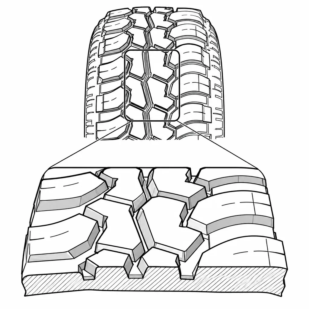 Schéma illustratif : Pavés centraux à forte section de gomme