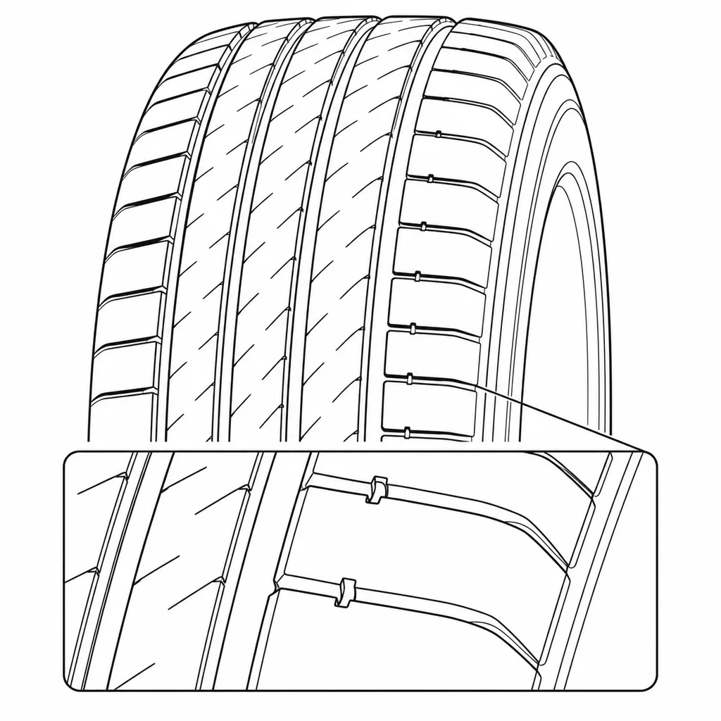Schéma illustratif : Éléments d’épaule reliés par des ponts de gomme entre les encoches