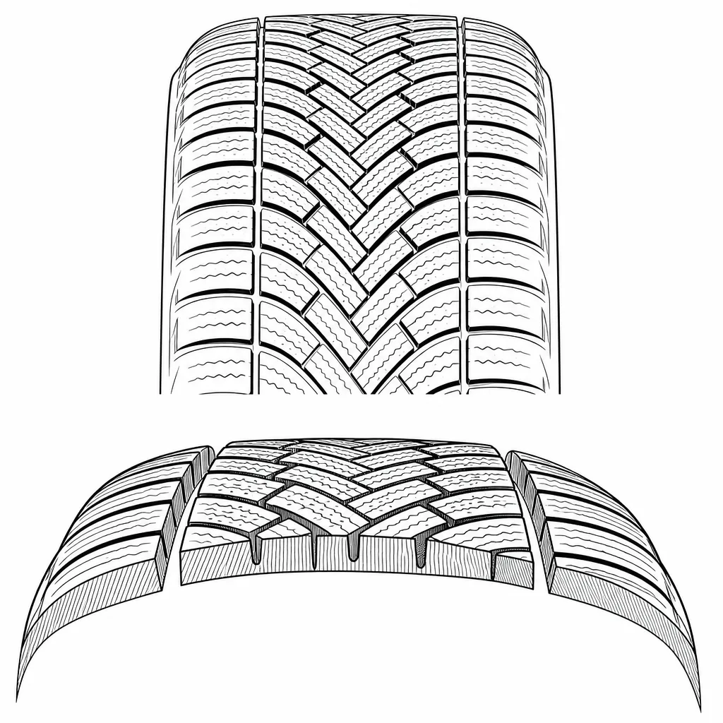 Schéma illustratif : Gradient de taux de gomme entre le centre très ajouré et les épaules semi-continues