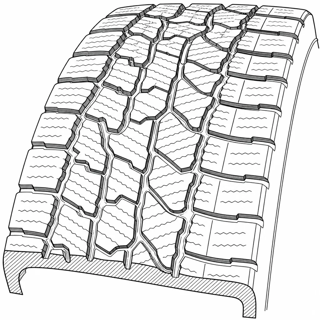 Schéma illustratif : Rainures sinueuses comportant de nombreuses jonctions et variations de section