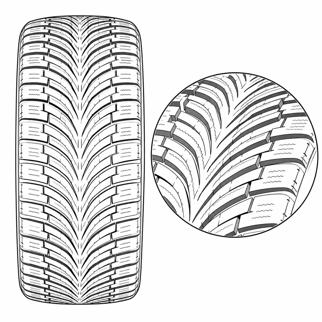 Schéma illustratif : Répartition symétrique des volumes de gomme de part et d’autre de l’axe