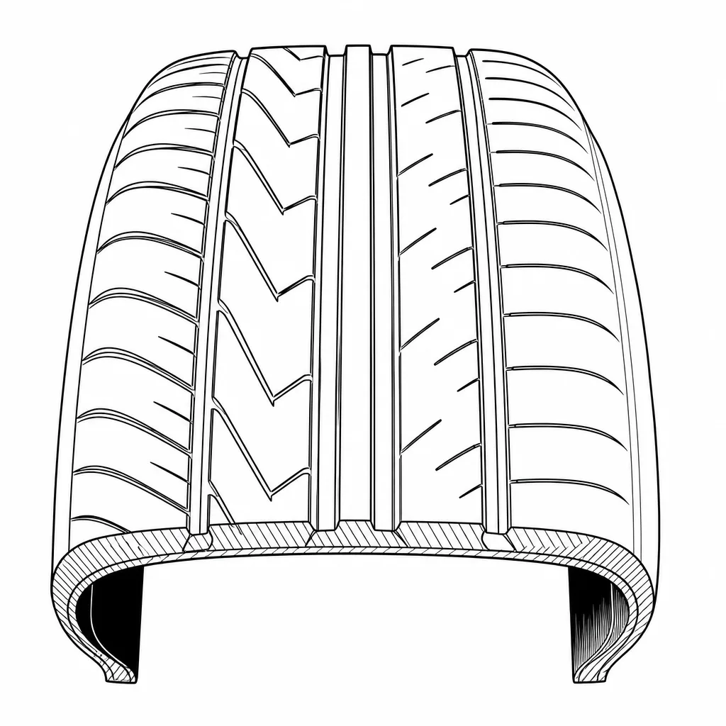 Schéma illustratif : Répartition asymétrique du volume de gomme entre les deux épaules