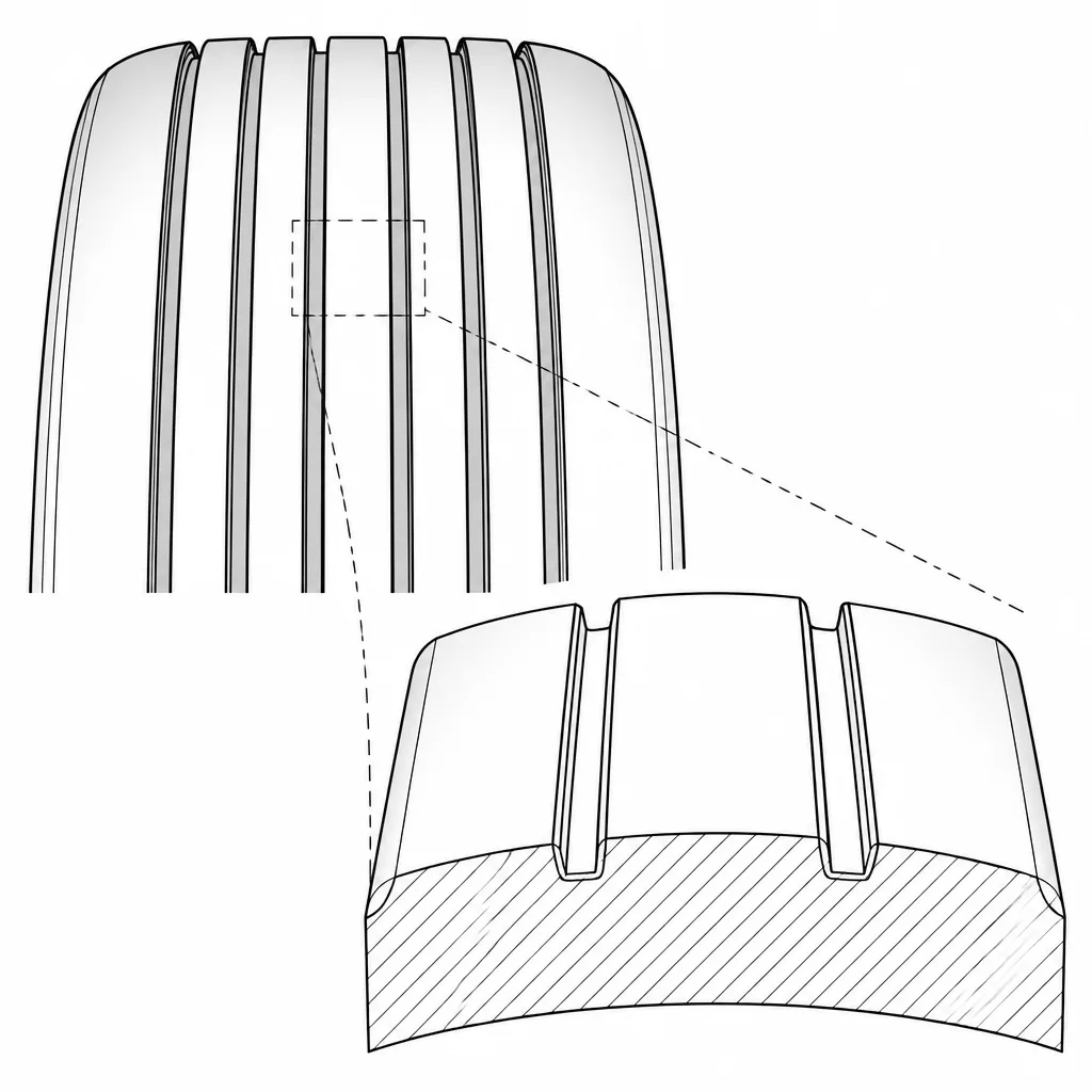 Schéma illustratif : Bandes visibles dépourvues de découpes transversales discernables