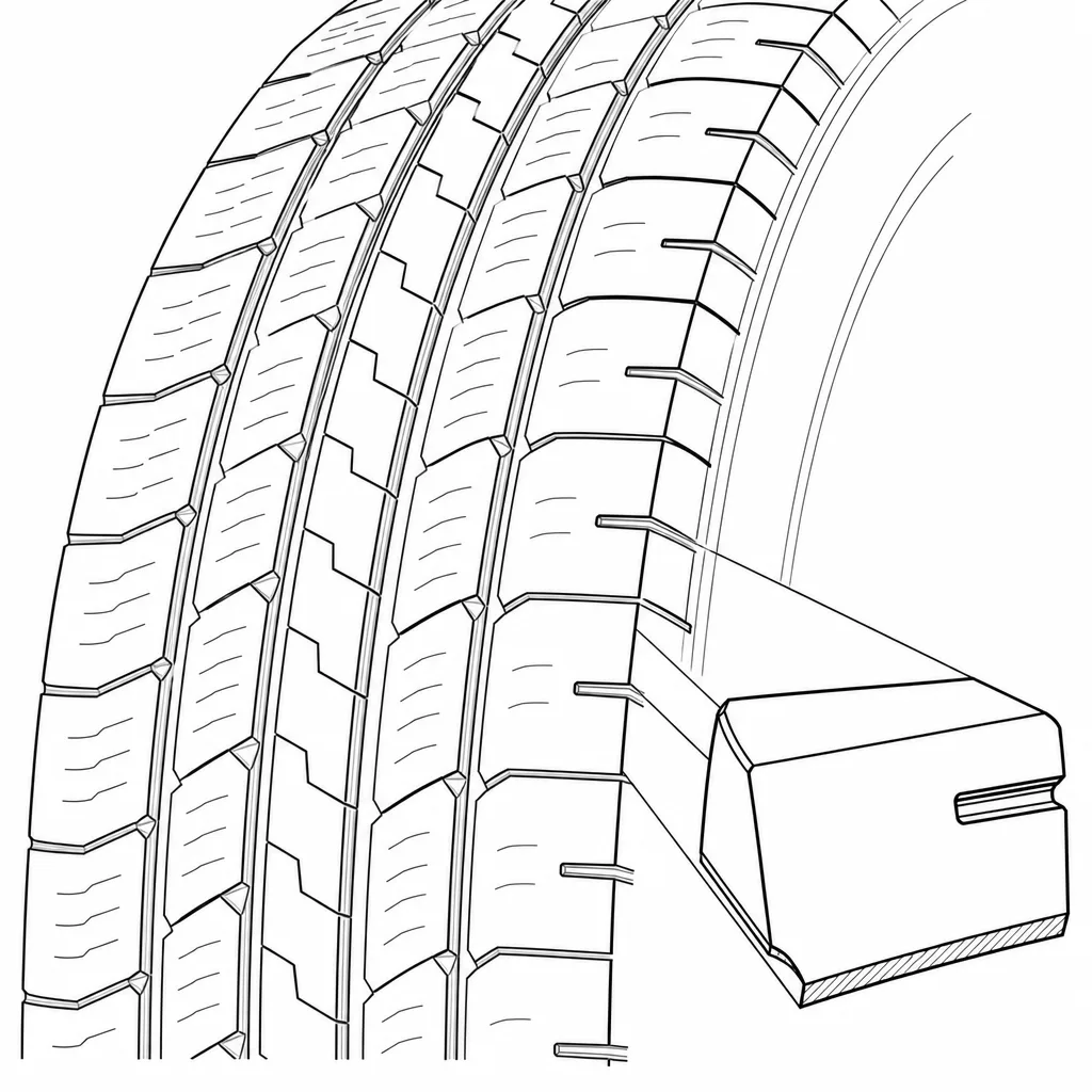 Schéma illustratif : Blocs d’épaule larges avec encoches courtes