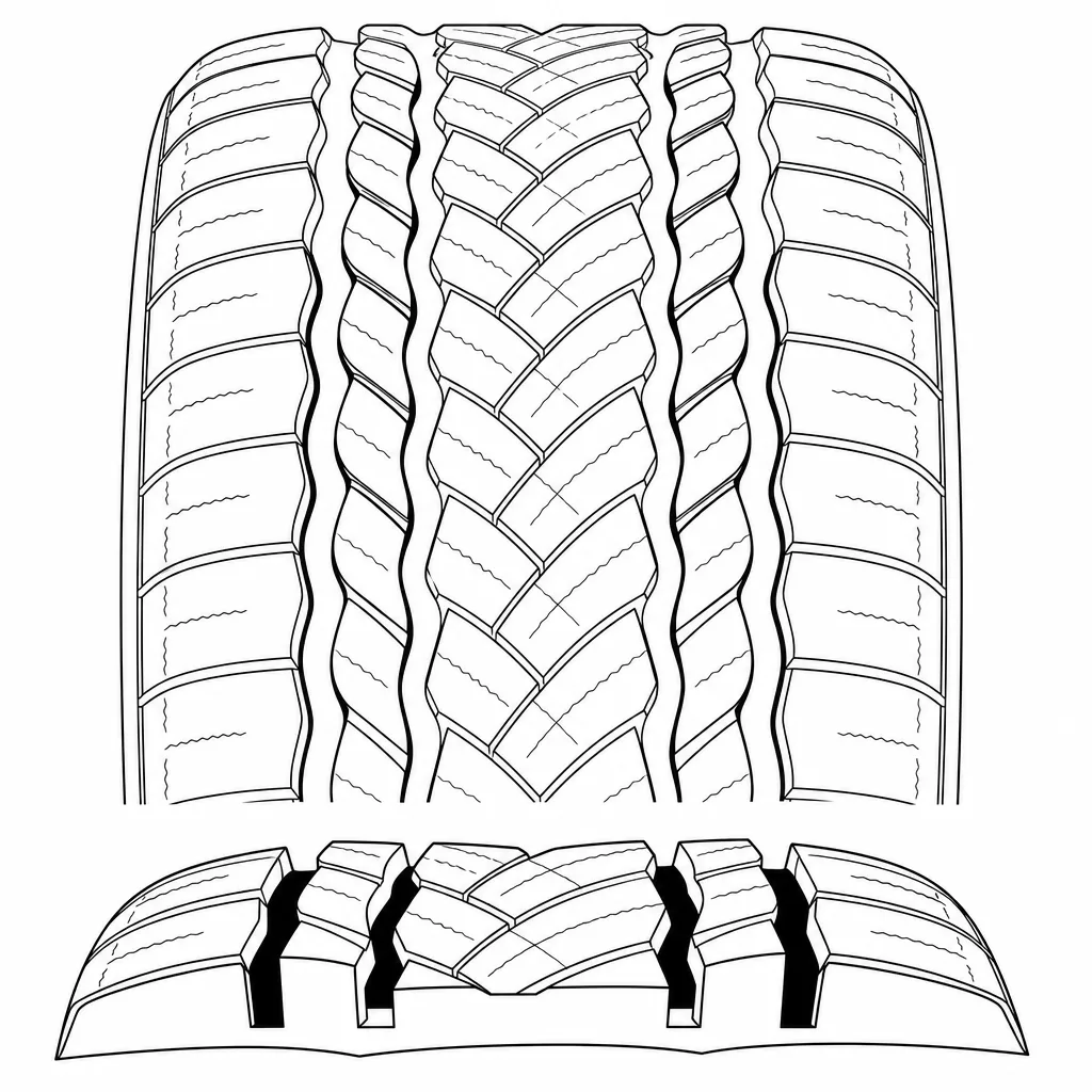 Schéma illustratif : Quatre rainures principales sinueuses reliées à des vides obliques