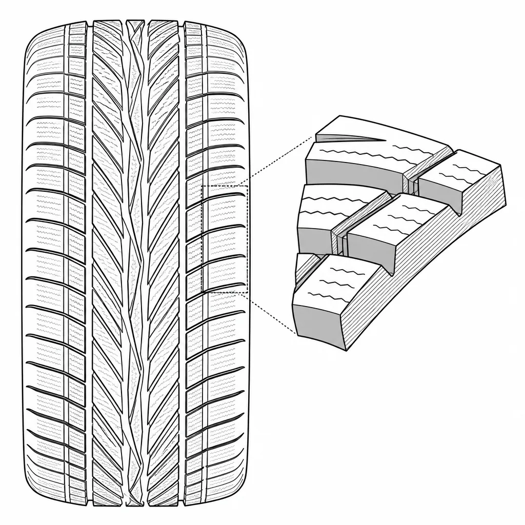 Schéma illustratif : Épaules présentant un volume de gomme relativement soutenu entre les sorties obliques