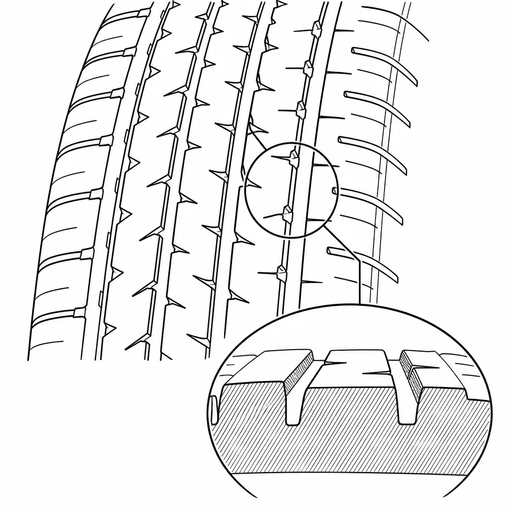 Schéma illustratif : Forte proportion apparente de gomme entre les séparations circonférentielles