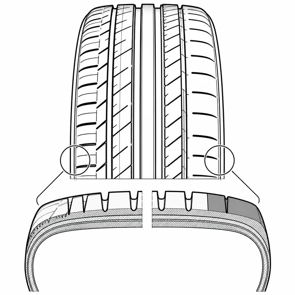 Schéma illustratif : Différence de taux de gomme entre les deux épaules