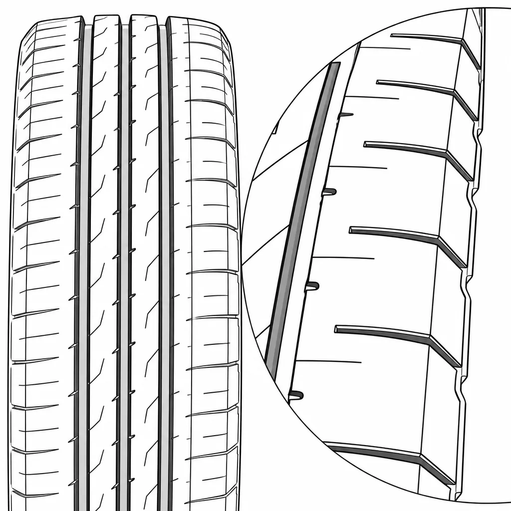 Schéma illustratif : Pavés périphériques larges à encoches courtes et contour crénelé