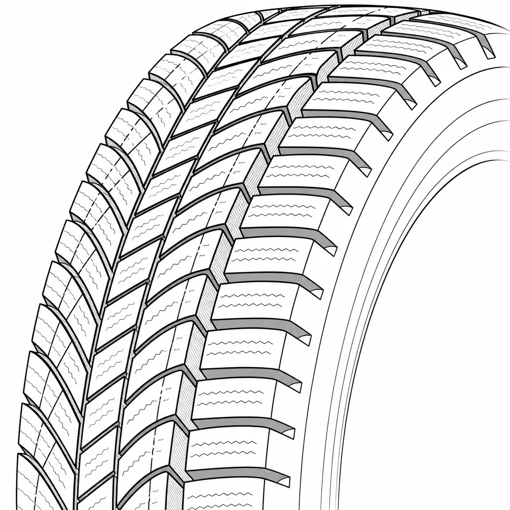 Schéma illustratif : Épaules segmentées par des encoches obliques ouvertes