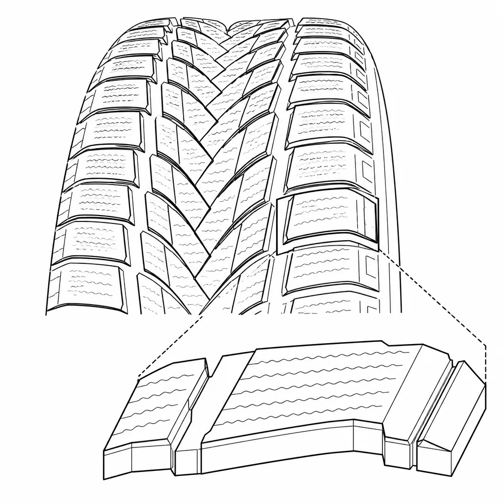 Schéma illustratif : Blocs intermédiaires allongés avec grand axe incliné