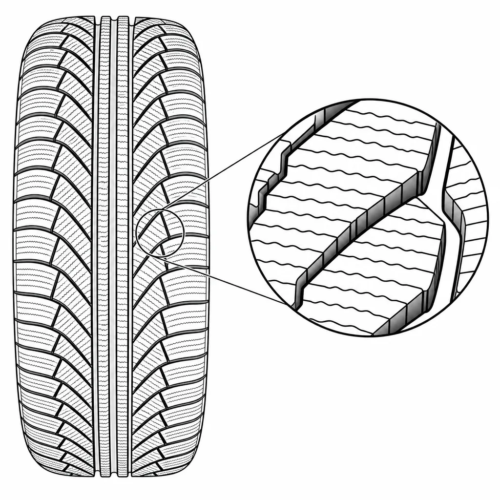 Schéma illustratif : Portions de gomme étroites entre les lamelles rapprochées des blocs