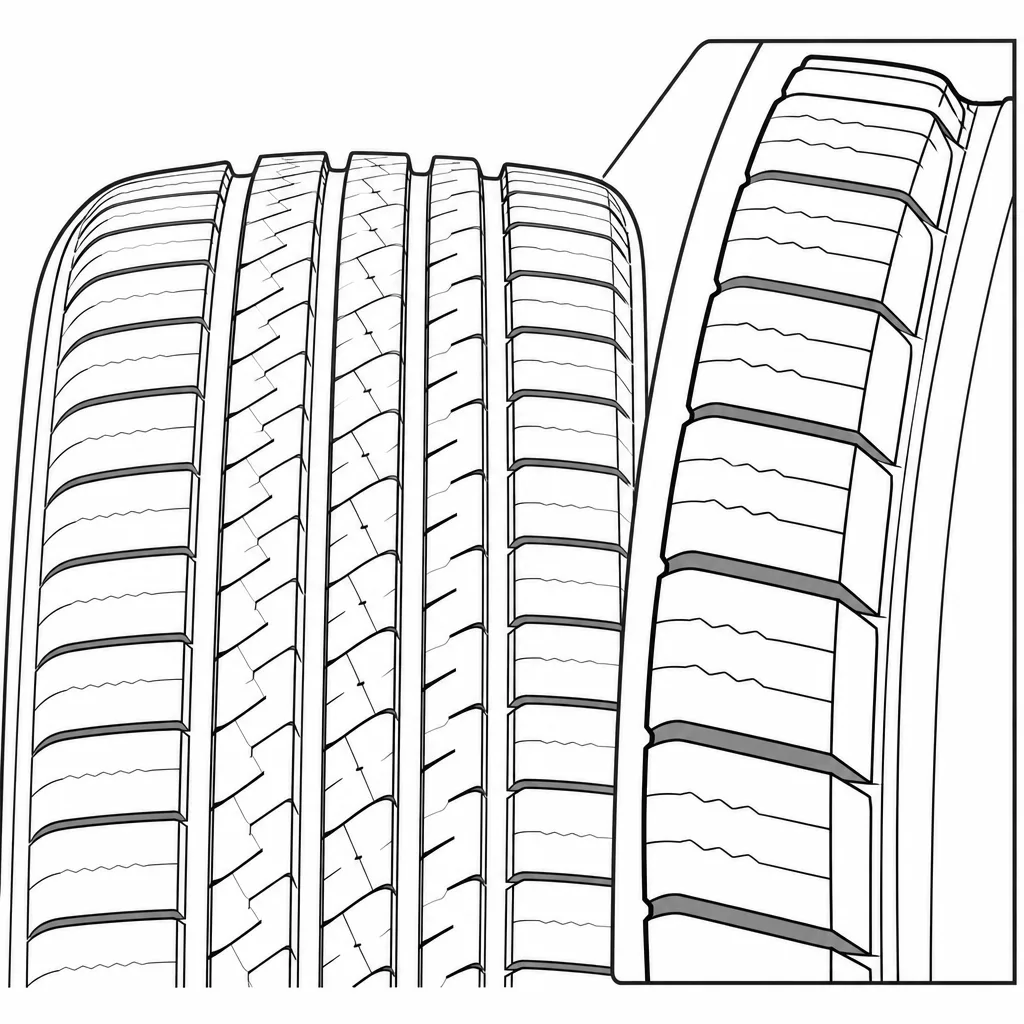 Schéma illustratif : Pavés d’épaule rapprochés à bord extérieur semi-continu
