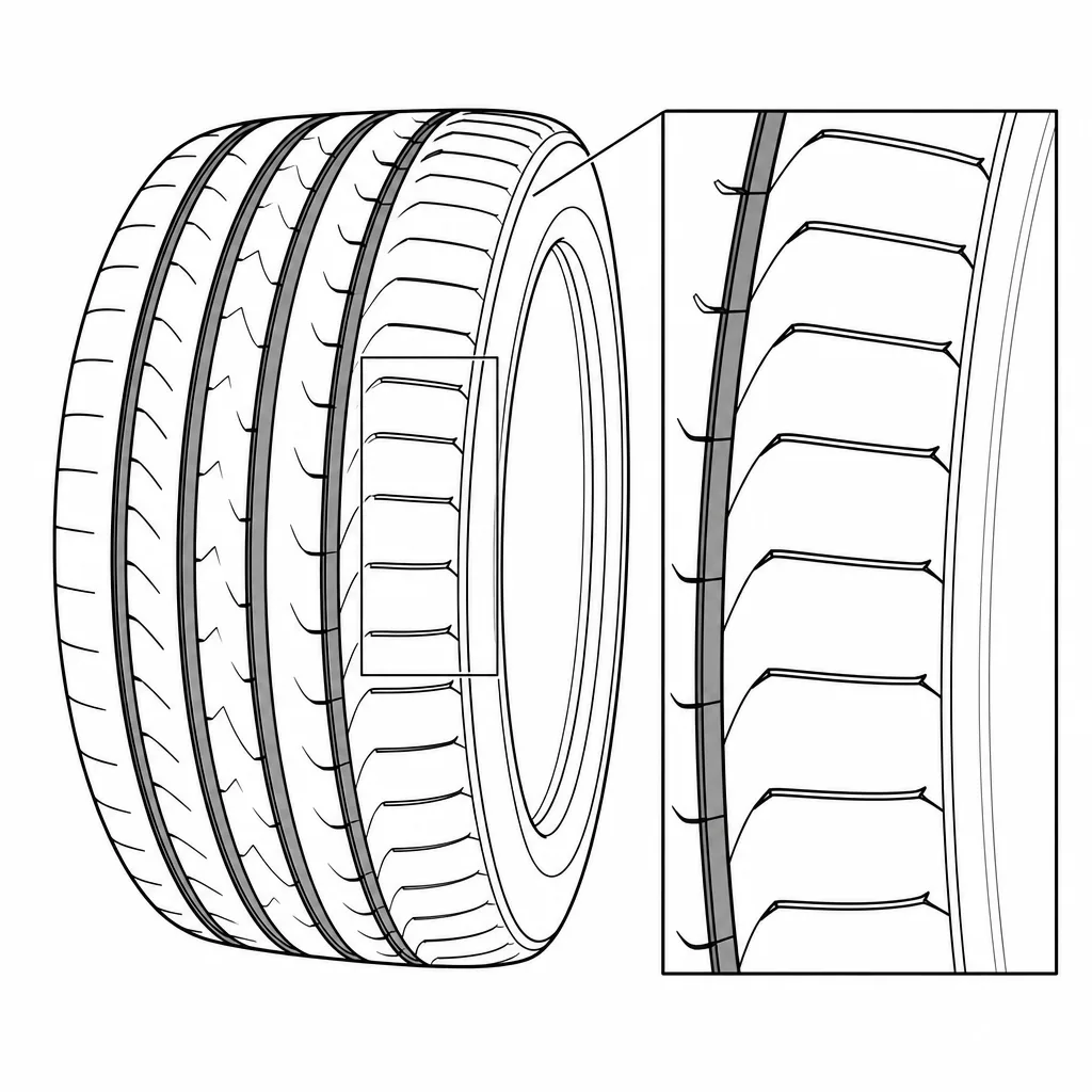 Schéma illustratif : Pavés allongés de l'épaule la plus large, séparés par des entailles rapprochées