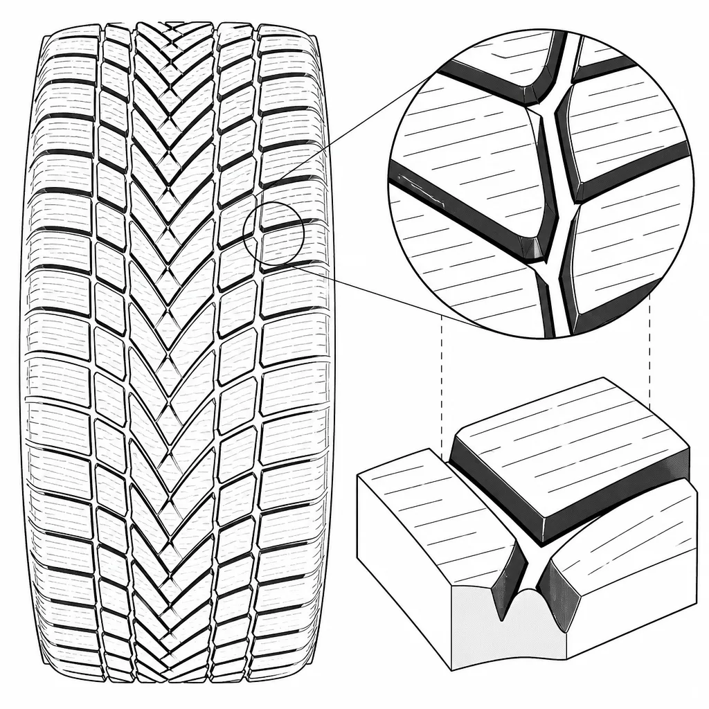 Schéma illustratif : Intersections entre rainures sinueuses et séparations obliques