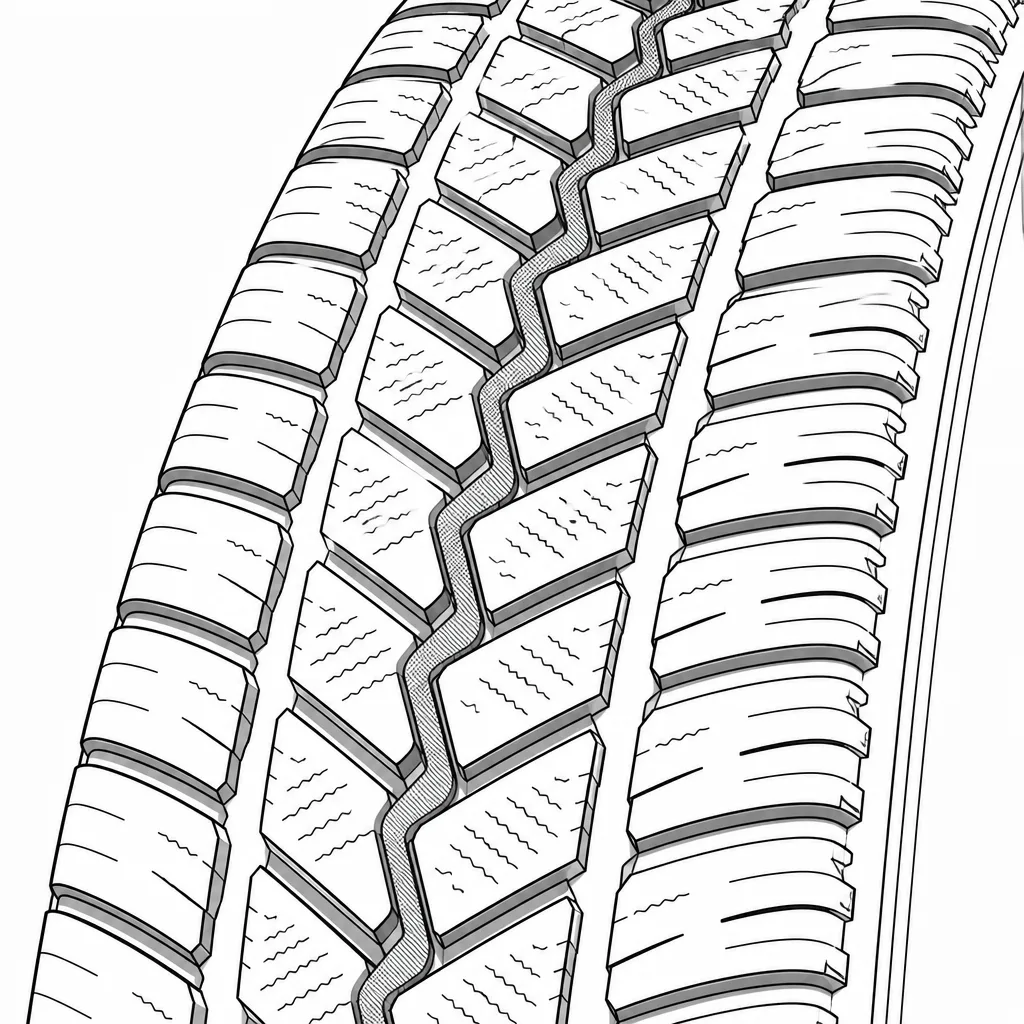 Schéma illustratif : Chaîne médiane continue en zigzag, reliée par des cols de gomme étroits