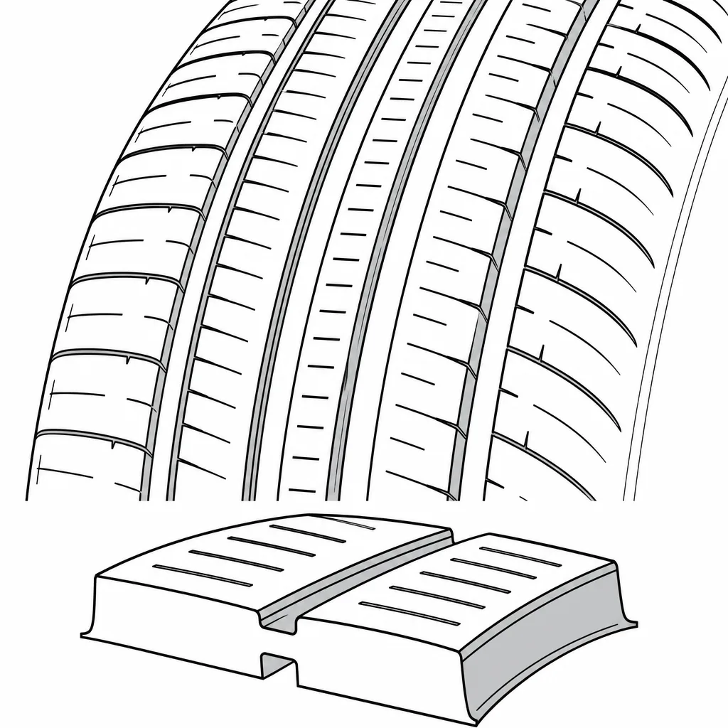 Schéma illustratif : Nervures continues parcourues de nombreuses incisions fines et courtes