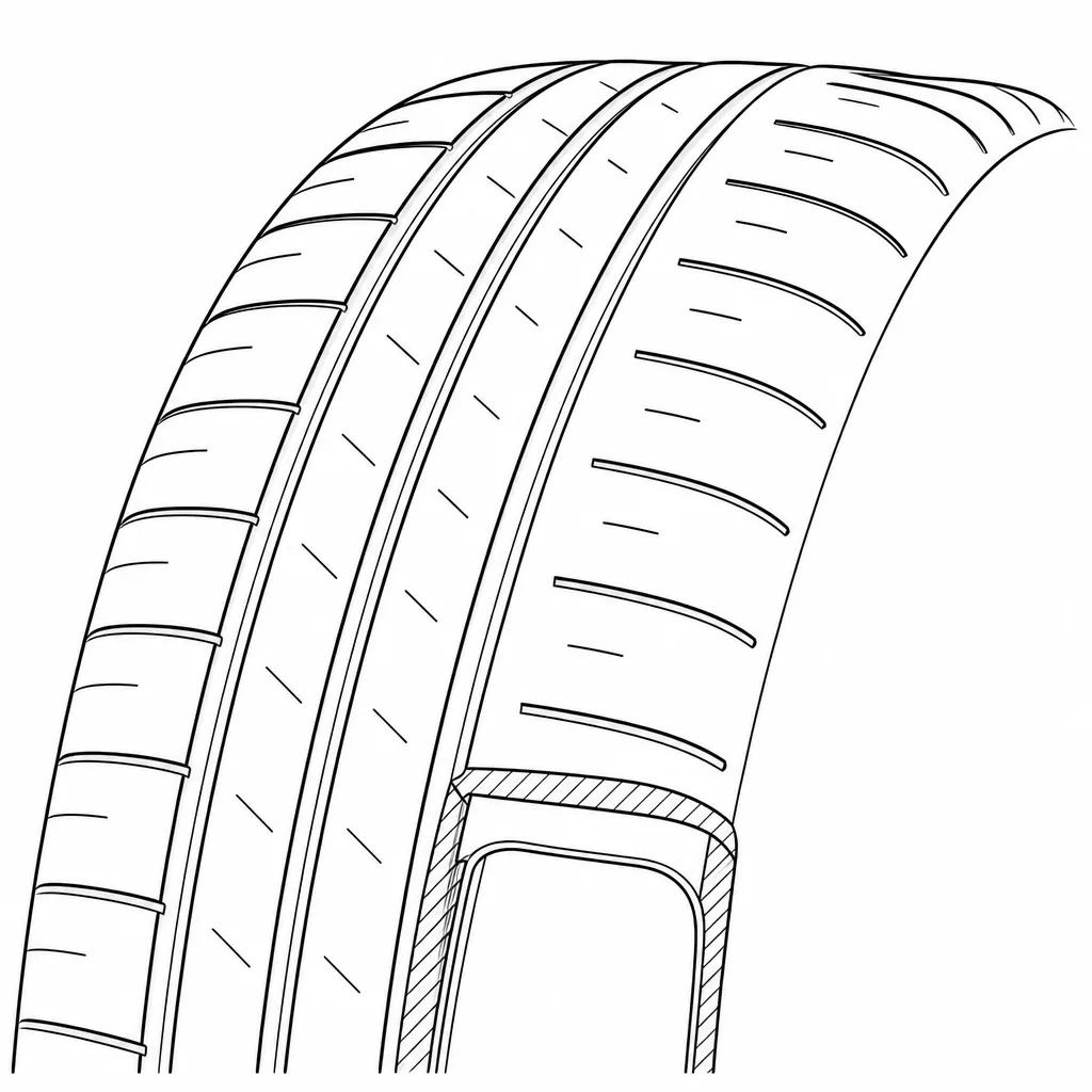 Schéma illustratif : Épaules arrondies à éléments semi-continus et fines encoches transversales