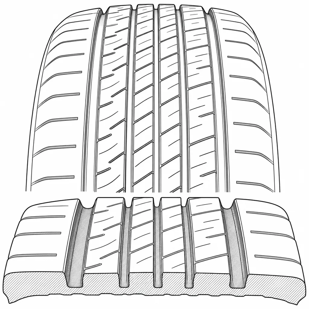Schéma illustratif : Canaux longitudinaux de largeurs différenciées