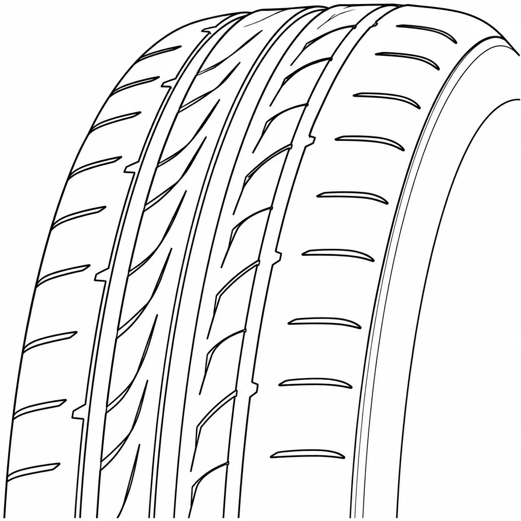 Schéma illustratif : Épaules arrondies et semi-continues à encoches obliques courtes
