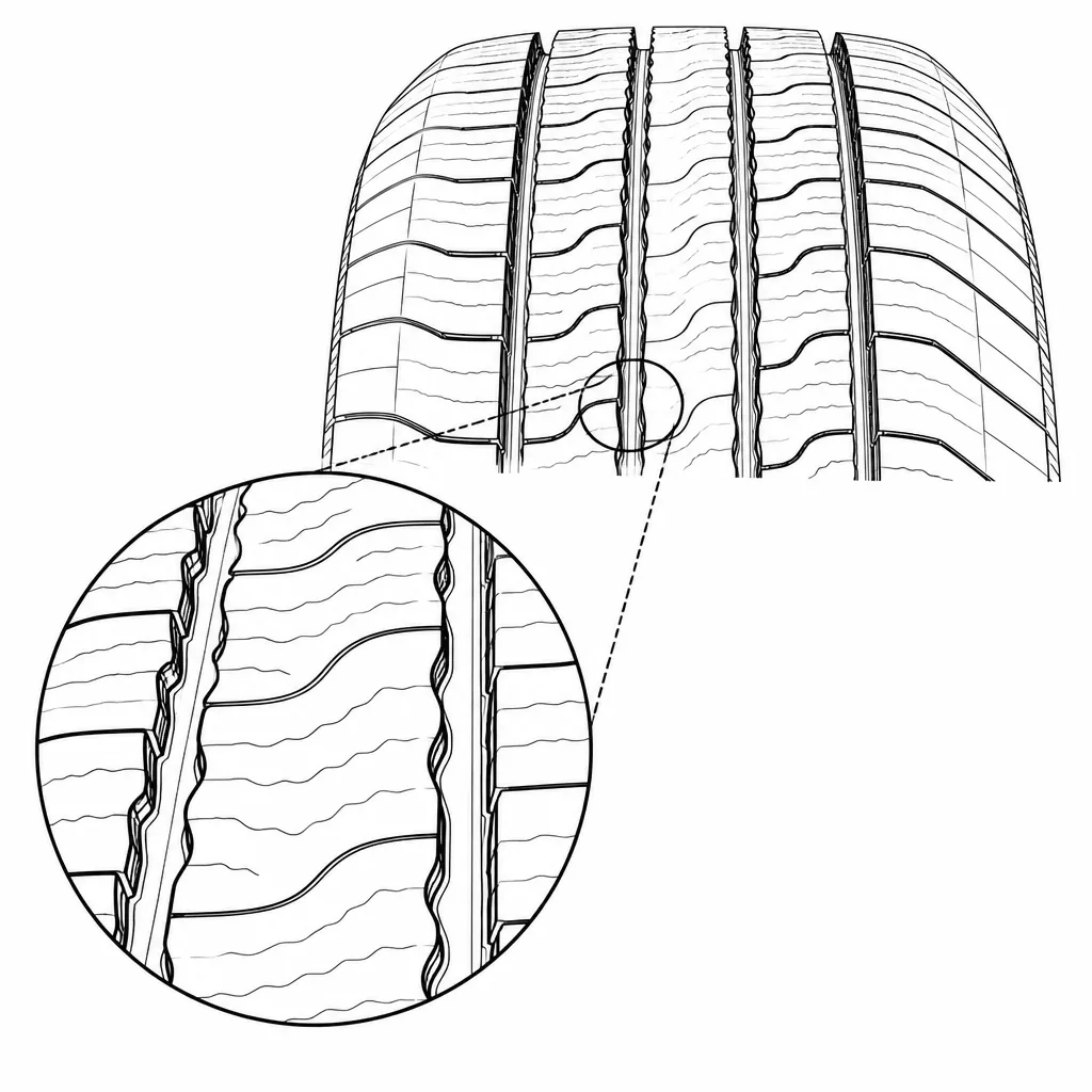 Schéma illustratif : Contours ondulés des éléments longitudinaux