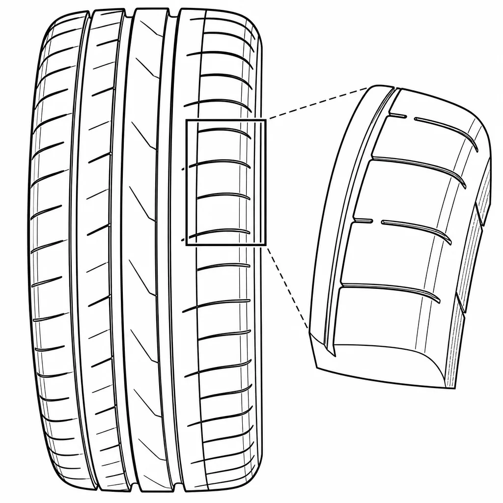 Schéma illustratif : Blocs d’épaulement larges avec encoches fines