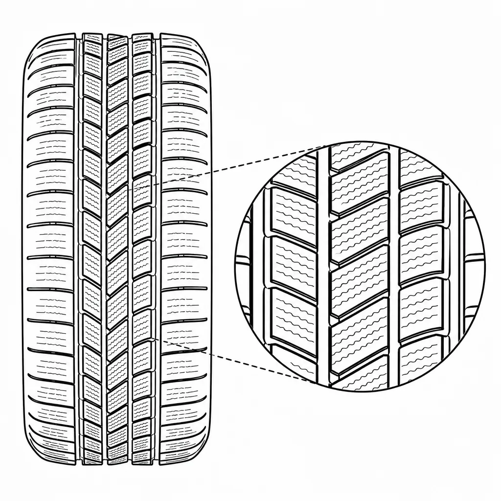 Schéma illustratif : Succession centrale de pavés sans bande de gomme monobloc