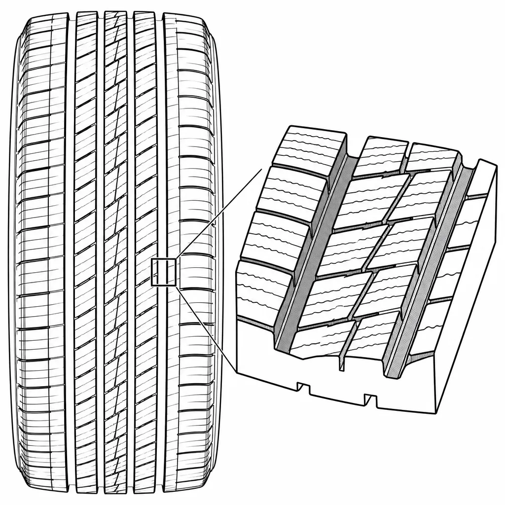 Schéma illustratif : Section nette de gomme réduite par la forte proportion de découpes