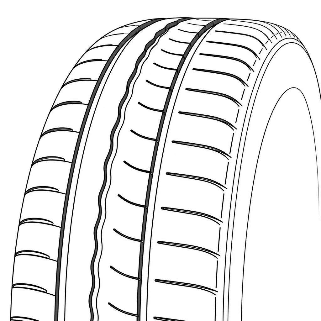 Schéma illustratif : Épaules à forte proportion de gomme et à séparations transversales courtes