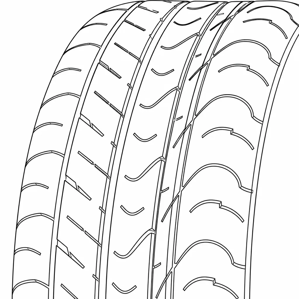Schéma illustratif : Blocs d’épaule larges, séparés par des rainures inclinées et de courtes encoches latérales