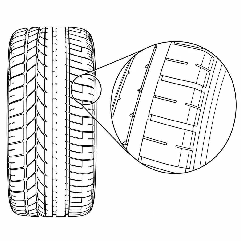 Schéma illustratif : Bandes d’épaule semi-continues à encoches rapprochées