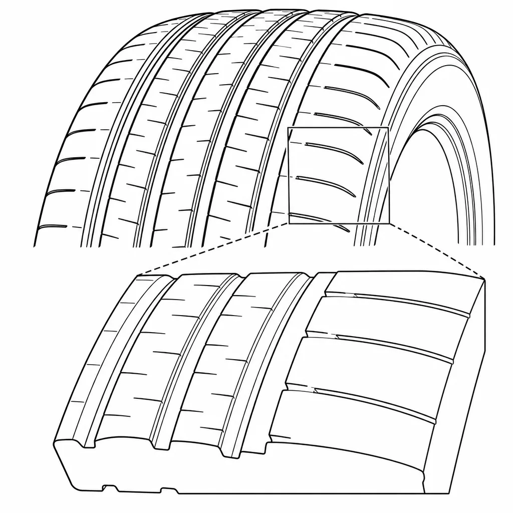 Schéma illustratif : Épaules semi-continues munies d’encoches fines