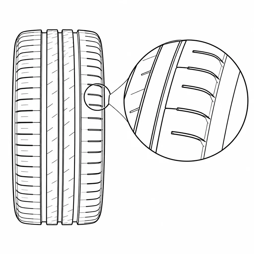 Schéma illustratif : Épaules à fort taux de gomme et encoches étroites