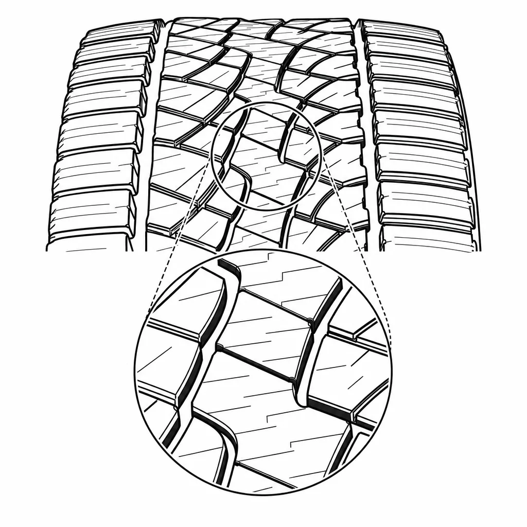 Schéma illustratif : Largeur variable des passages longitudinaux ondulés